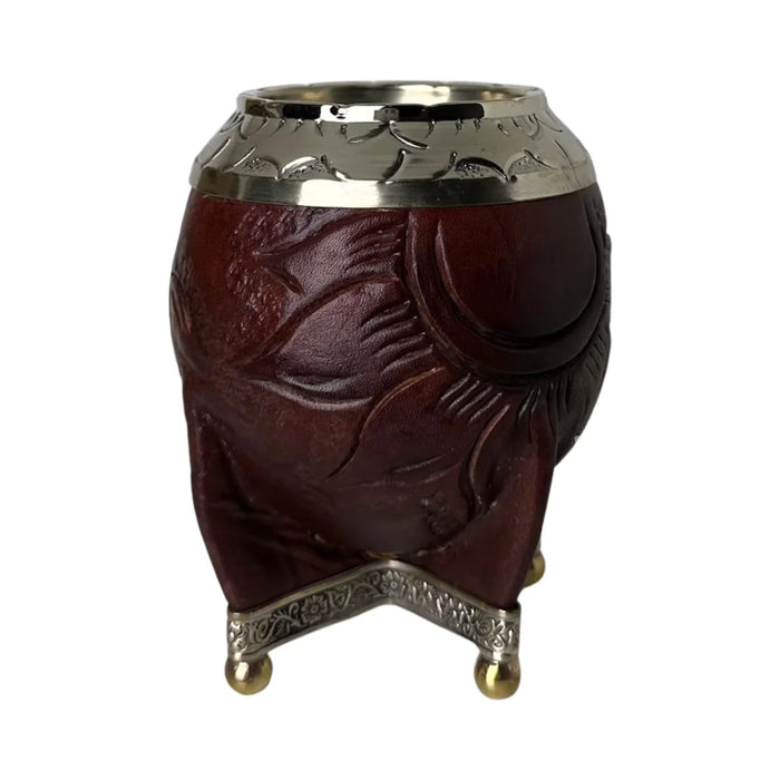 Mate Torpedo Borravino de Calabaza con Virola Cincelada Con Bombilla