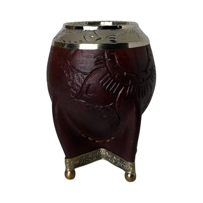 Mate Torpedo Borravino de Calabaza con Virola Cincelada Con Bombilla