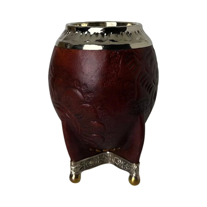 Mate Torpedo Borravino de Calabaza con Virola Cincelada Con Bombilla