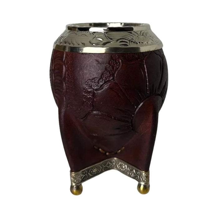 Mate Torpedo Borravino de Calabaza con Virola Cincelada Con Bombilla