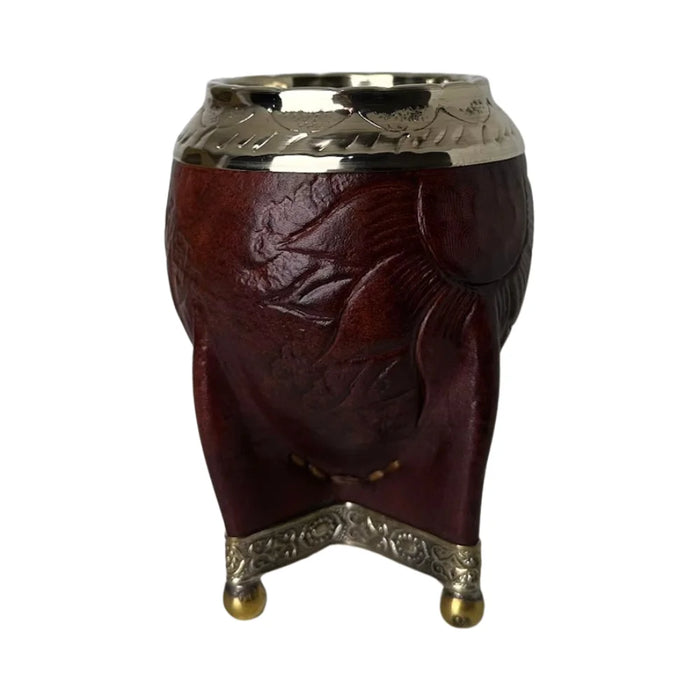 Mate Torpedo Borravino de Calabaza con Virola Cincelada Con Bombilla