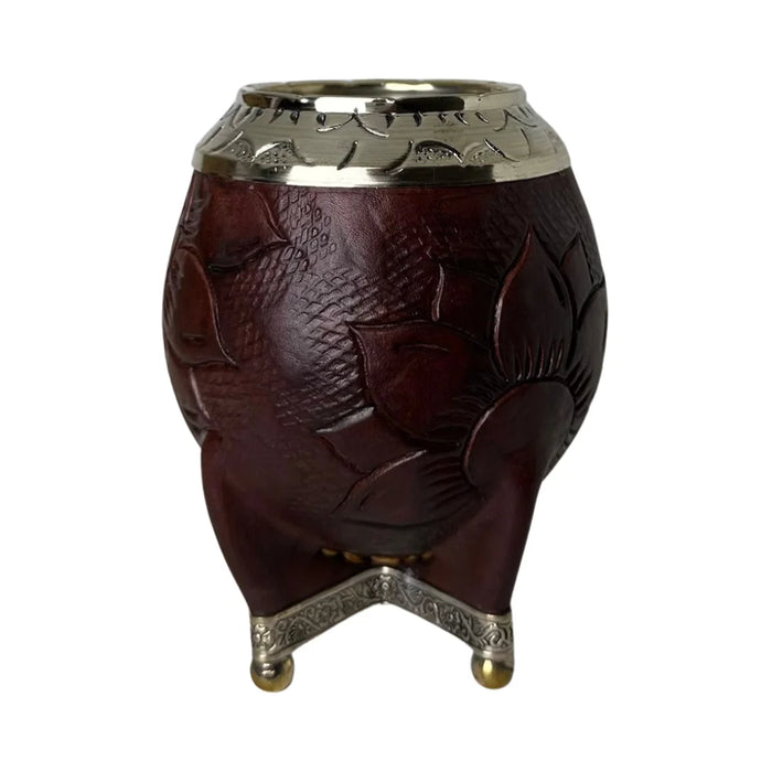Mate Torpedo Borravino de Calabaza con Virola Cincelada Con Bombilla