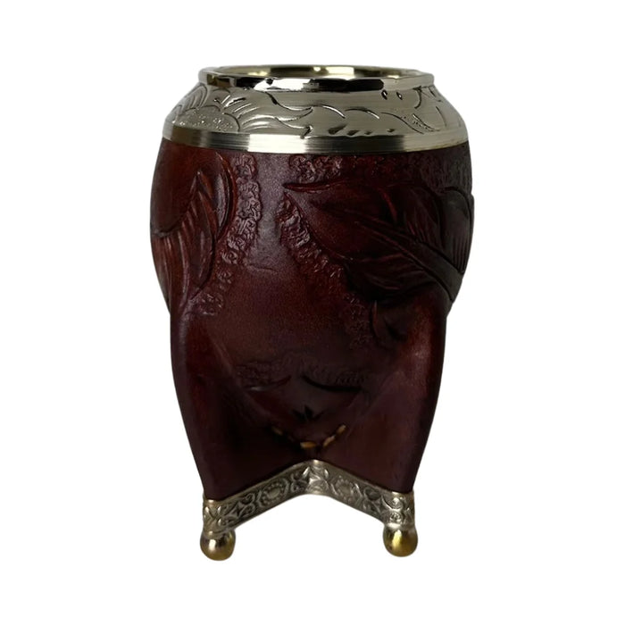 Mate Torpedo Borravino de Calabaza con Virola Cincelada Con Bombilla