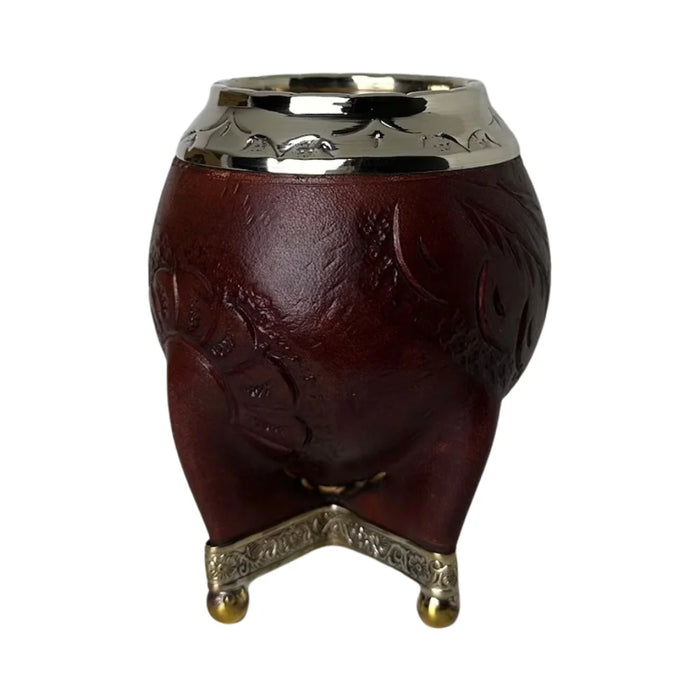 Mate Torpedo Borravino de Calabaza con Virola Cincelada Con Bombilla