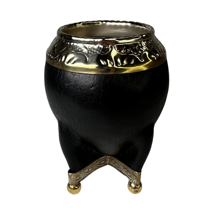 Mate Torpedo De Calabaza Con Virola Cincelada Base De Alpaca y Bronce