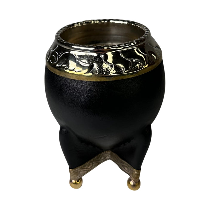 Mate Torpedo De Calabaza Con Virola Cincelada Base De Alpaca y Bronce