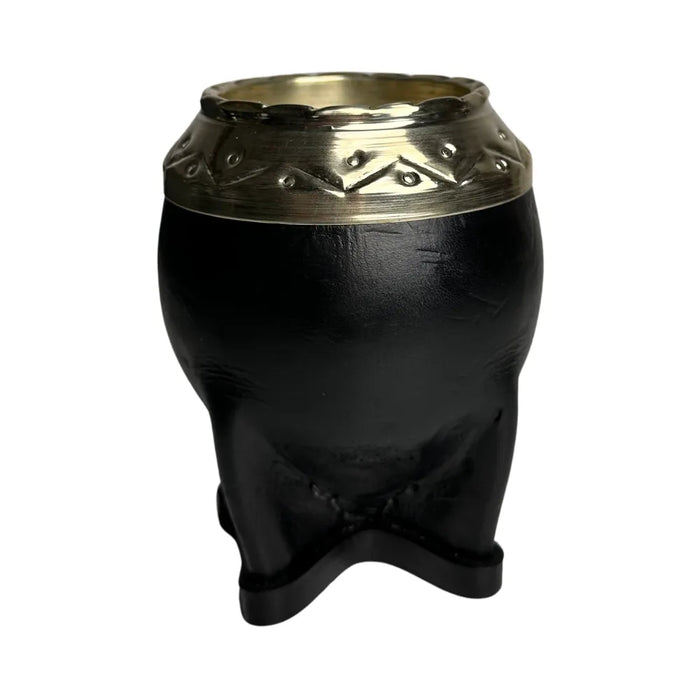 Mate Torpedo De Calabaza Con Virola De Alpaca Cincelada Con Bombilla