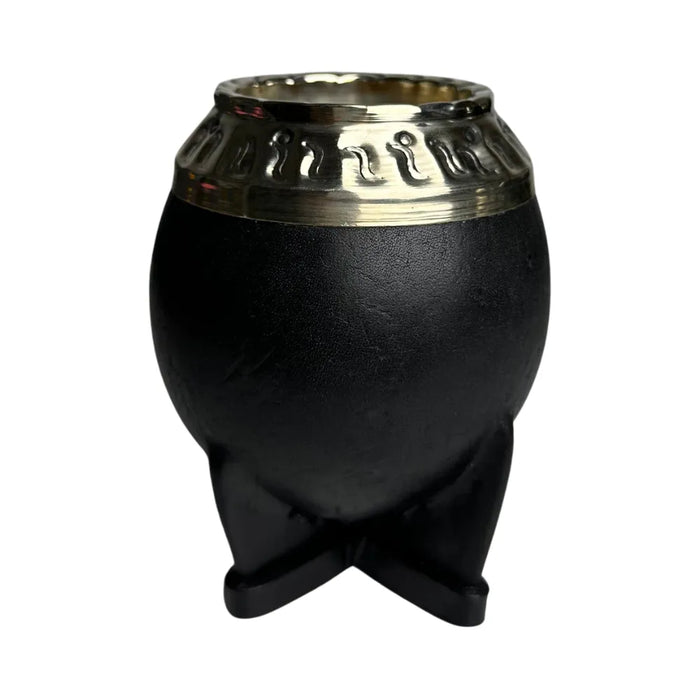 Mate Torpedo De Calabaza Con Virola De Alpaca Cincelada Con Bombilla