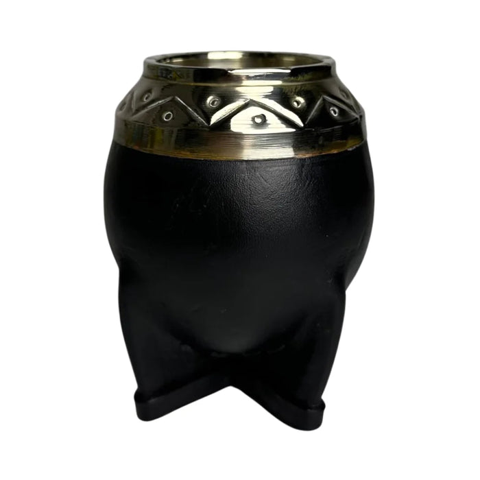 Mate Torpedo De Calabaza Con Virola De Alpaca Cincelada Con Bombilla