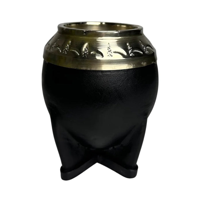 Mate Torpedo De Calabaza Con Virola De Alpaca Cincelada Con Bombilla