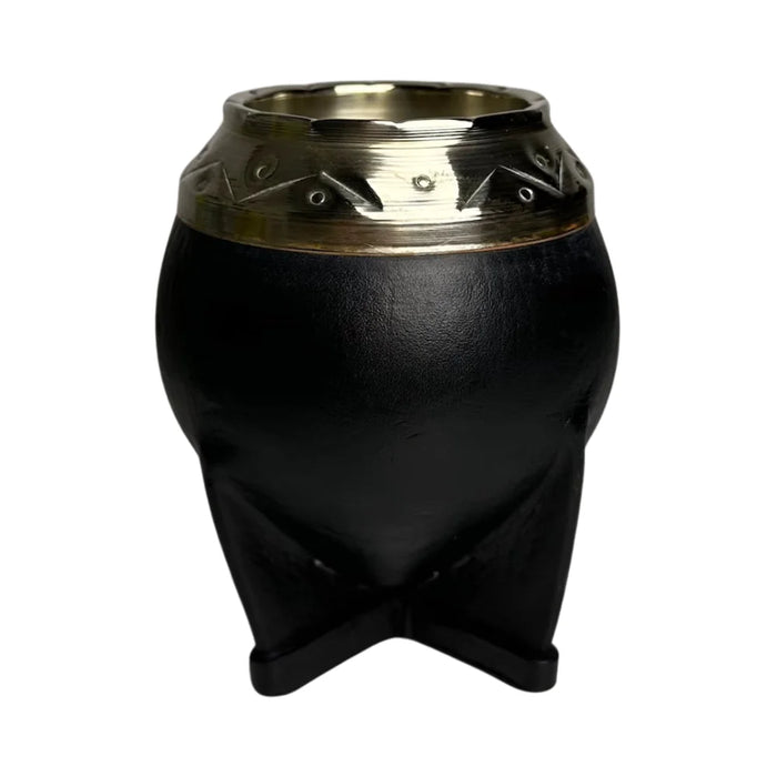 Mate Torpedo De Calabaza Con Virola De Alpaca Cincelada Con Bombilla