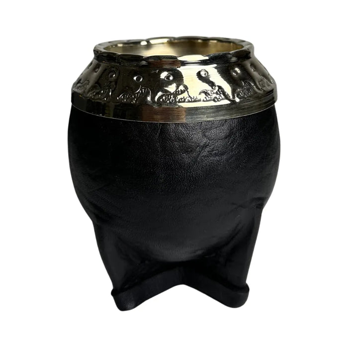 Mate Torpedo De Calabaza Con Virola De Alpaca Cincelada Con Bombilla