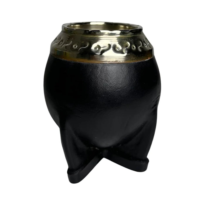Mate Torpedo De Calabaza Con Virola De Alpaca Cincelada Con Bombilla