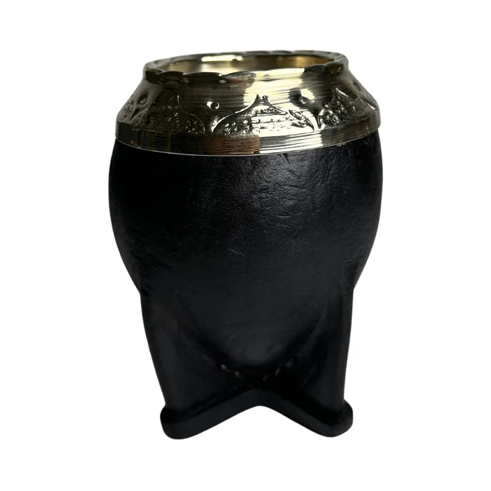 Mate Torpedo De Calabaza Con Virola De Alpaca Cincelada Con Bombilla