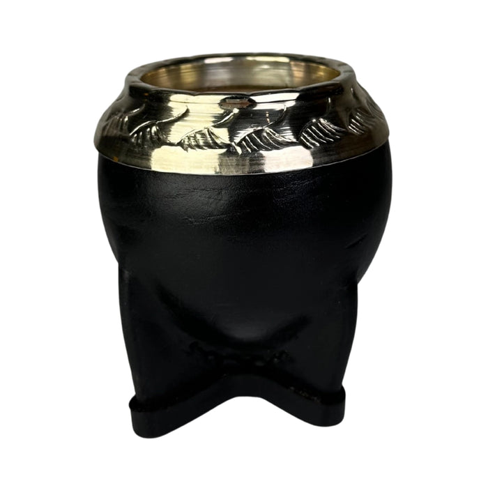 Mate Torpedo De Calabaza Con Virola De Alpaca Cincelada Con Bombilla