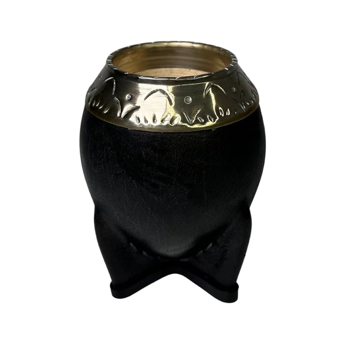 Mate Torpedo De Calabaza Con Virola De Alpaca Cincelada