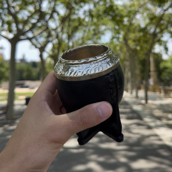 Mate Torpedo De Calabaza Con Virola De Alpaca Cincelada