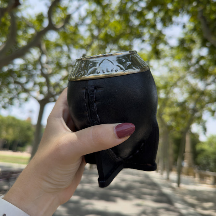 Mate Torpedo De Calabaza Con Virola De Alpaca Cincelada