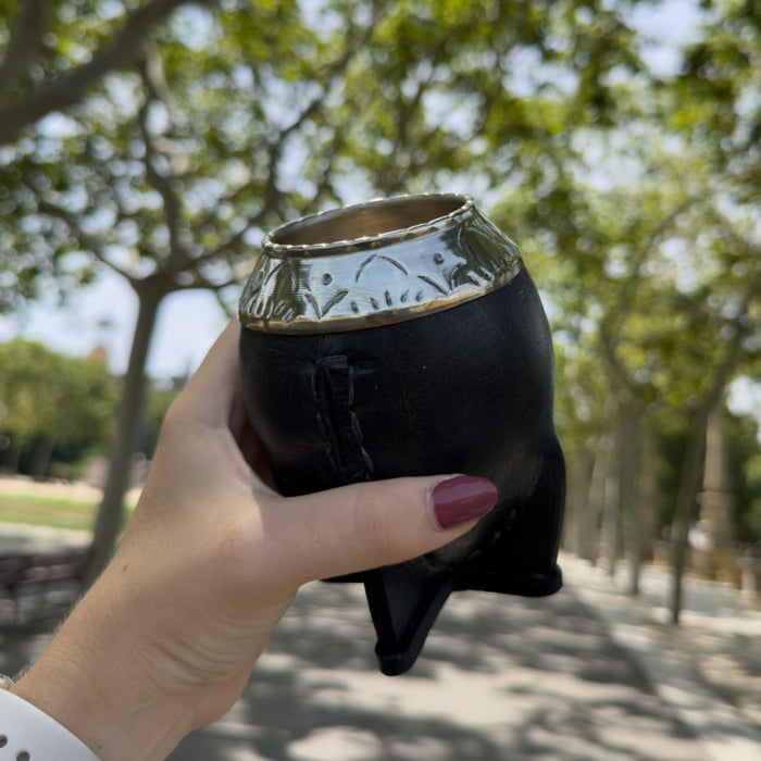 Mate Torpedo De Calabaza Con Virola De Alpaca Cincelada