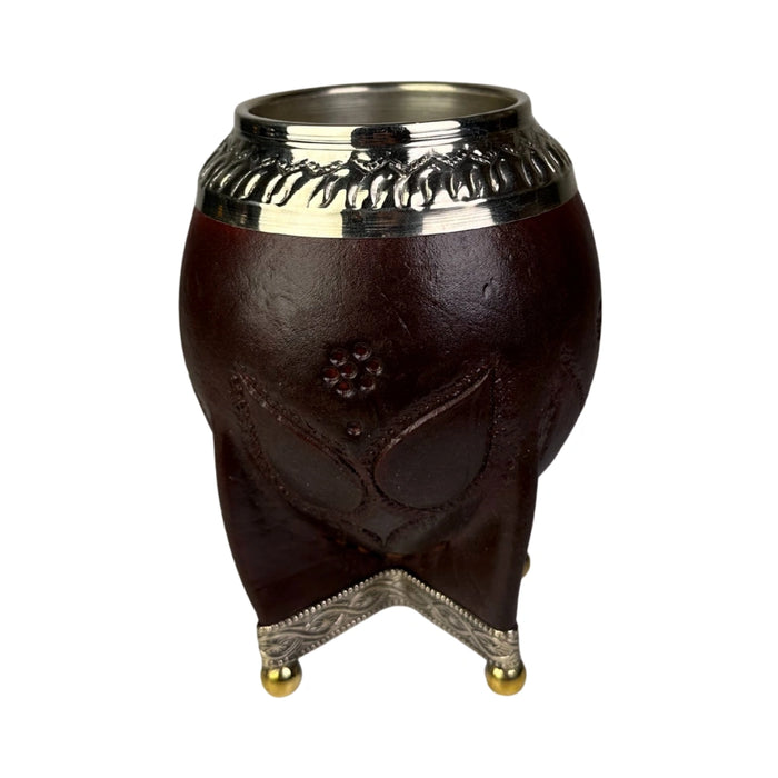 Mate Torpedo Borravino de Calabaza con Virola Cincelada Con Bombilla