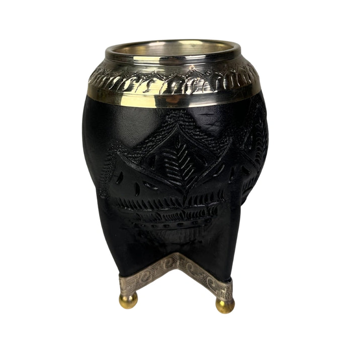 Mate Torpedo Negro de Calabaza con Virola Cincelada
