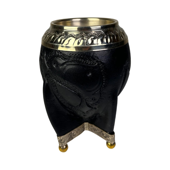 Mate Torpedo Negro de Calabaza con Virola Cincelada