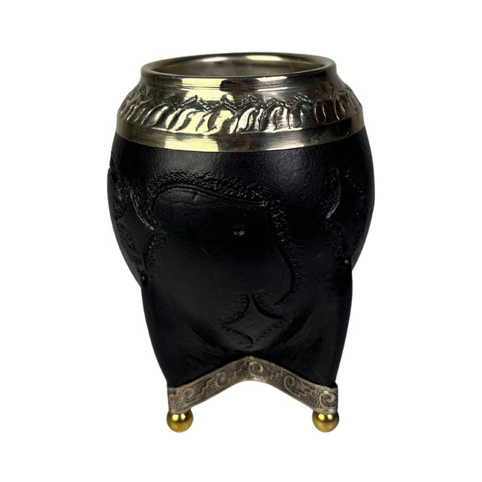 Mate Torpedo Negro de Calabaza con Virola Cincelada