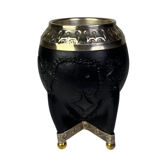Mate Torpedo Negro de Calabaza con Virola Cincelada