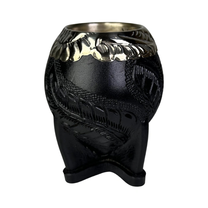 Mate Torpedo Negro con Virola Cincelada Recortada