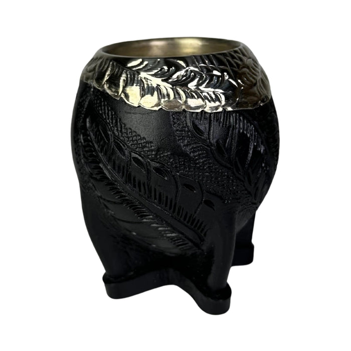 Mate Torpedo Negro con Virola Cincelada Recortada