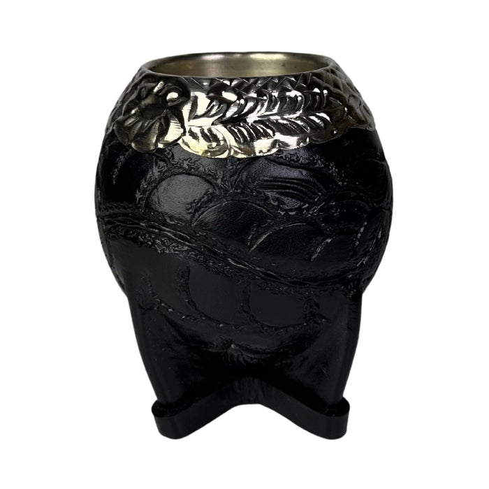 Mate Torpedo Negro con Virola Cincelada Recortada