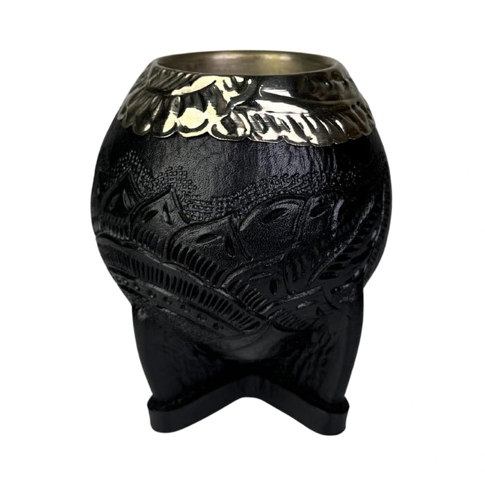 Mate Torpedo Negro con Virola Cincelada Recortada