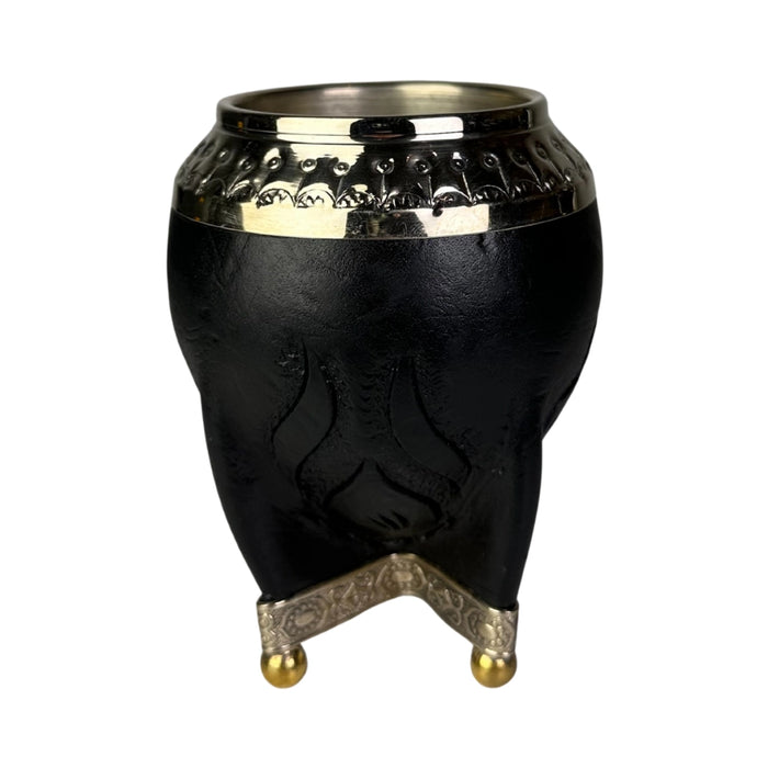 Mate Torpedo Negro de Calabaza con Virola Cincelada