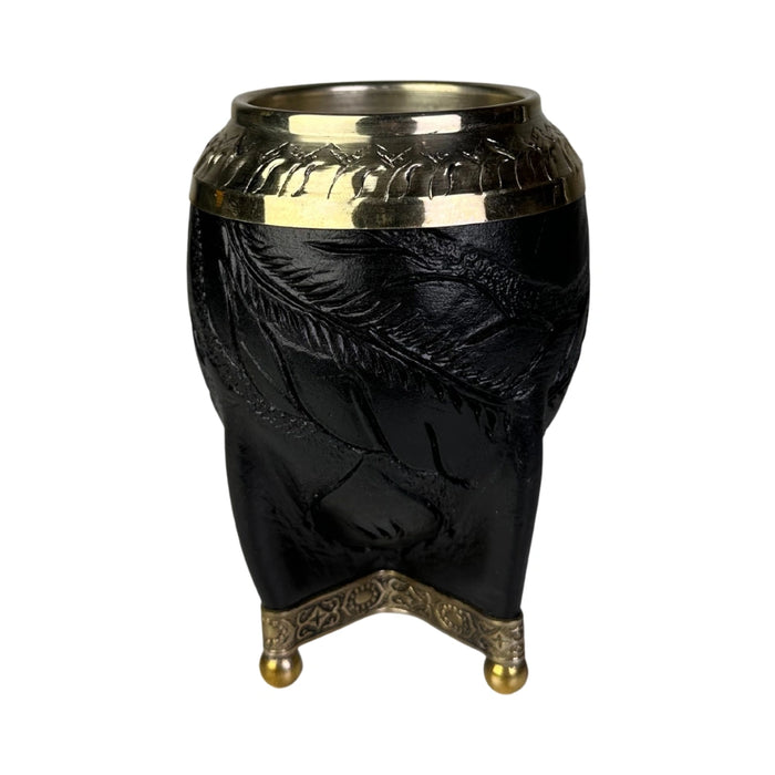 Mate Torpedo Negro de Calabaza con Virola Cincelada