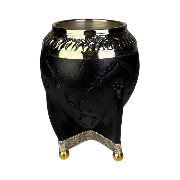 Mate Torpedo Negro de Calabaza con Virola Cincelada