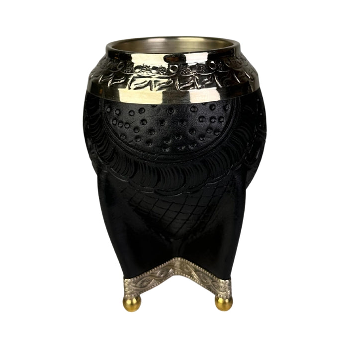 Mate Torpedo Negro de Calabaza con Virola Cincelada