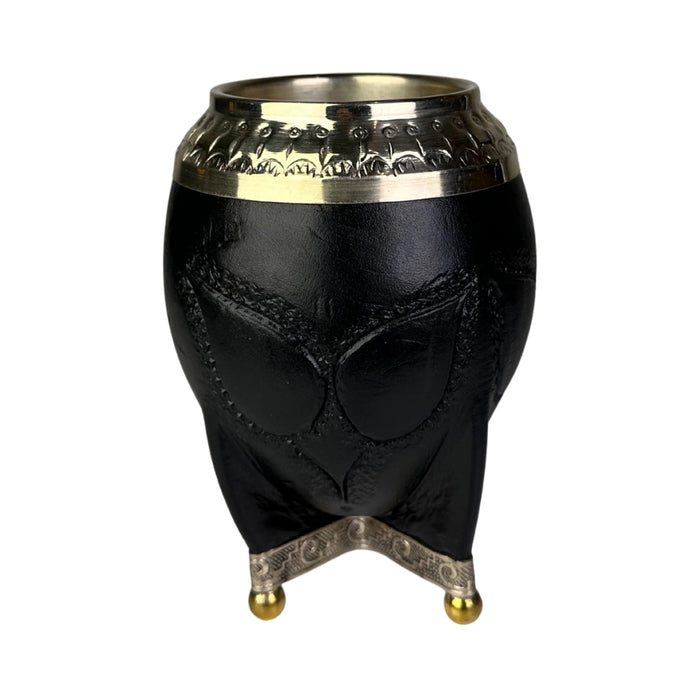 Mate Torpedo Negro de Calabaza con Virola Cincelada