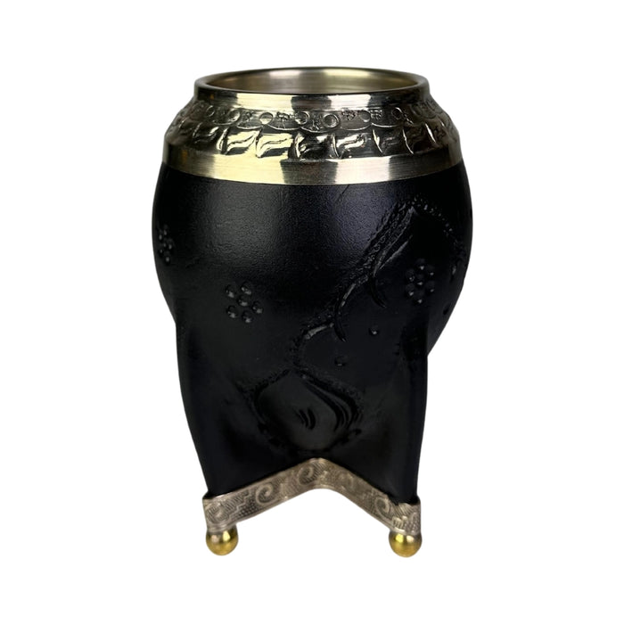 Mate Torpedo Negro de Calabaza con Virola Cincelada