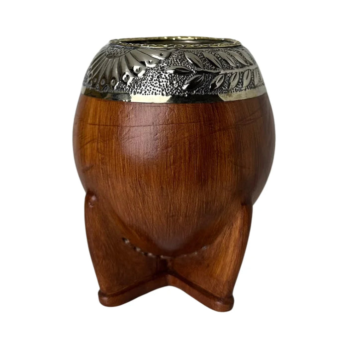Mate Torpedo Premium de Calabaza Avejentado Virola Cincelada Con Bombilla