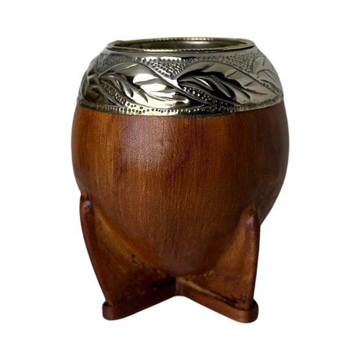 Mate Torpedo Premium de Calabaza Avejentado Virola Cincelada Con Bombilla