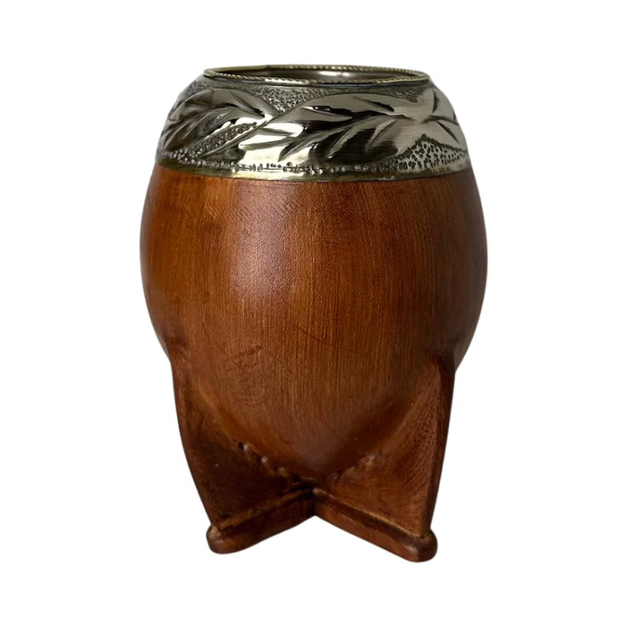 Mate Torpedo Premium de Calabaza Avejentado Virola Cincelada Con Bombilla