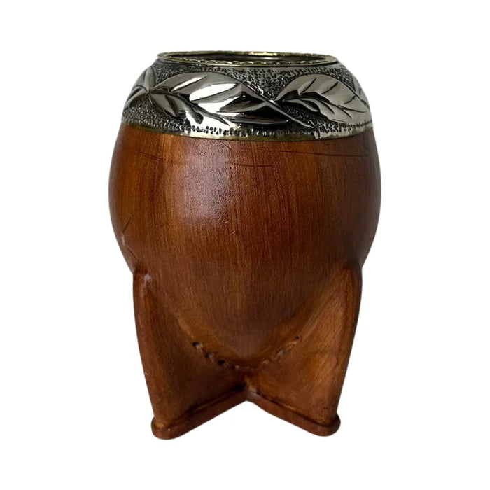 Mate Torpedo Premium de Calabaza Avejentado Virola Cincelada Con Bombilla