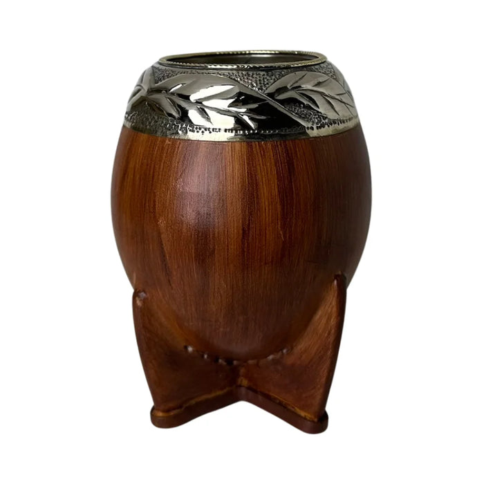 Mate Torpedo Premium de Calabaza Avejentado Virola Cincelada Con Bombilla