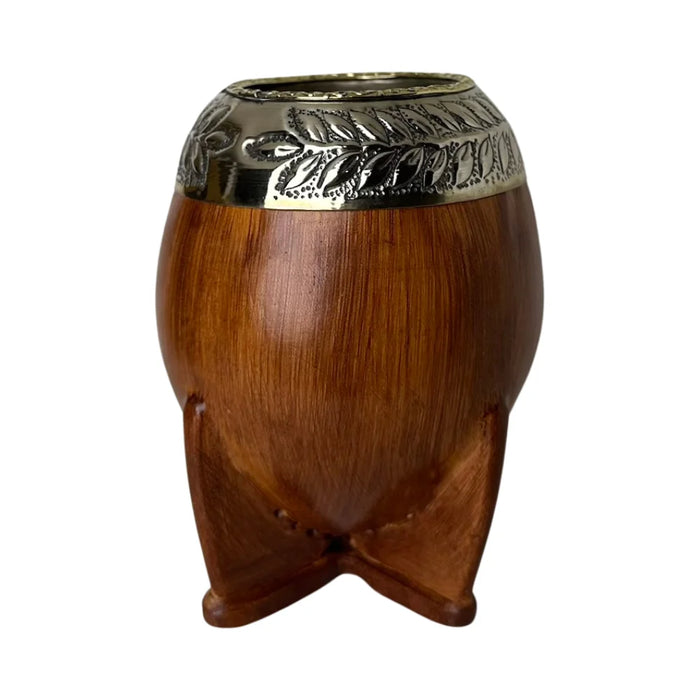 Mate Torpedo Premium de Calabaza Avejentado Virola Cincelada Con Bombilla