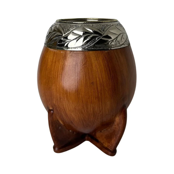 Mate Torpedo Premium de Calabaza Avejentado Virola Cincelada Con Bombilla