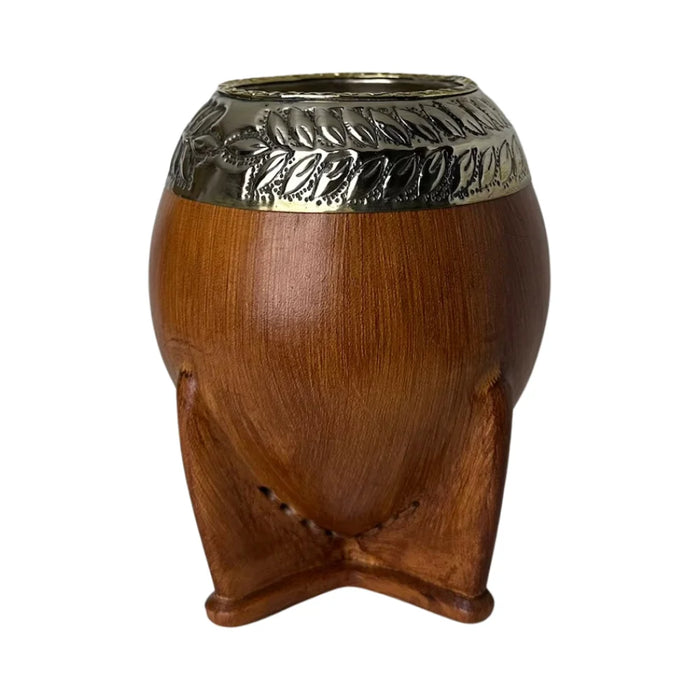 Mate Torpedo Premium de Calabaza Avejentado Virola Cincelada Con Bombilla