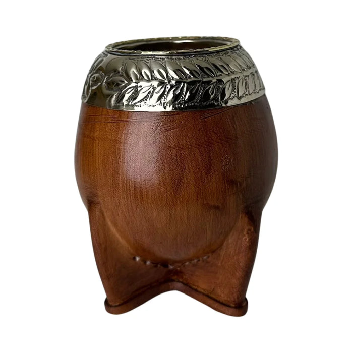 Mate Torpedo Premium de Calabaza Avejentado Virola Cincelada Con Bombilla