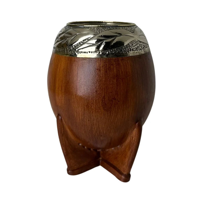 Mate Torpedo Premium de Calabaza Avejentado Virola Cincelada Con Bombilla