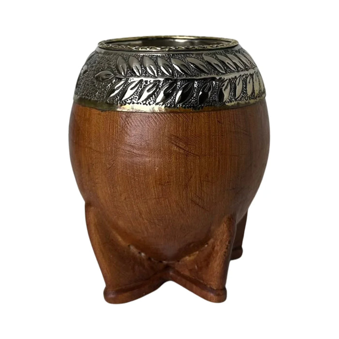 Mate Torpedo Premium de Calabaza Avejentado Virola Cincelada Con Bombilla