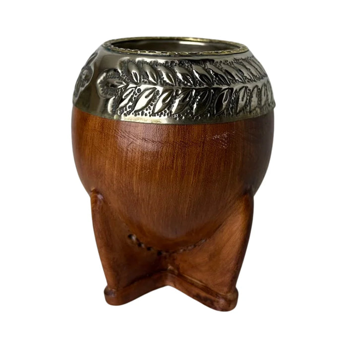 Mate Torpedo Premium de Calabaza Avejentado Virola Cincelada Con Bombilla